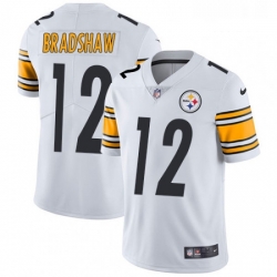 Mens Nike Pittsburgh Steelers 12 Terry Bradshaw White Vapor Untouchable Limited Player NFL Jersey