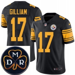 Men's Nike Pittsburgh Steelers #17 Joe Gilliam Elite Black Rush NFL MDR Dan Rooney Patch Jersey