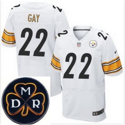 Men's Nike Pittsburgh Steelers #22 William Gay White Stitched NFL Elite MDR Dan Rooney Patch Jersey