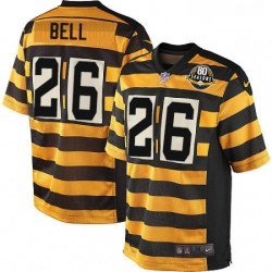 Mens Nike Pittsburgh Steelers 26 LeVeon Bell Elite YellowBlack Alternate 80TH Anniversary Throwback NFL Jersey