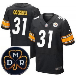 Men's Nike Pittsburgh Steelers #31 Ross Cockrell Elite Black NFL MDR Dan Rooney Patch Jersey