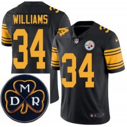 Men's Nike Pittsburgh Steelers #34 DeAngelo Williams Elite Black Rush NFL MDR Dan Rooney Patch Jersey