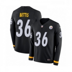 Mens Nike Pittsburgh Steelers 36 Jerome Bettis Limited Black Therma Long Sleeve NFL Jersey