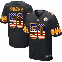 Mens Nike Pittsburgh Steelers 50 Ryan Shazier Elite Black Home USA Flag Fashion NFL Jersey