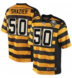 Mens Nike Pittsburgh Steelers 50 Ryan Shazier Elite YellowBlack Alternate 80TH Anniversary Throwback NFL Jersey