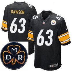 Men's Nike Pittsburgh Steelers #63 Dermontti Dawson Elite Black NFL MDR Dan Rooney Patch Jersey