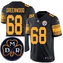 Men's Nike Pittsburgh Steelers #68 L.C. Greenwood Elite Black Rush NFL MDR Dan Rooney Patch Jersey