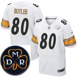 Men's Nike Pittsburgh Steelers #80 Jack Butler Elite White NFL MDR Dan Rooney Patch Jersey