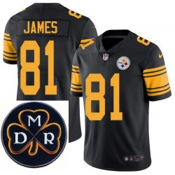 Men's Nike Pittsburgh Steelers #81 Jesse James Elite Black Rush NFL MDR Dan Rooney Patch Jersey