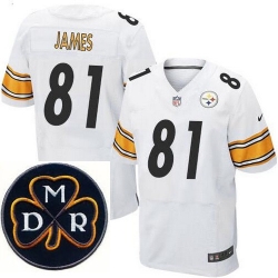 Men's Nike Pittsburgh Steelers #81 Jesse James Elite White NFL MDR Dan Rooney Patch Jersey