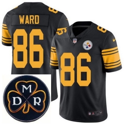 Men's Nike Pittsburgh Steelers #86 Hines Ward Elite Black Rush NFL MDR Dan Rooney Patch Jersey