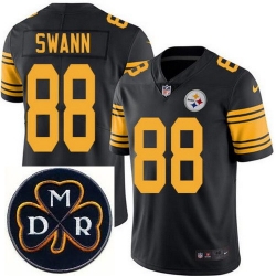 Men's Nike Pittsburgh Steelers #88 Lynn Swann Elite Black Rush NFL MDR Dan Rooney Patch Jersey