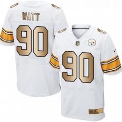 Mens Nike Pittsburgh Steelers 90 T J Watt Elite WhiteGold NFL Jersey