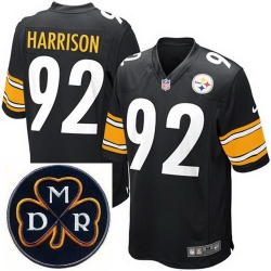 Men's Nike Pittsburgh Steelers #92 James Harrison Black MDR Dan Rooney Patch Jerseys