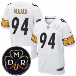 Men's Nike Pittsburgh Steelers #94 Tyson Alualu White NFL Elite MDR Dan Rooney Patch Jersey