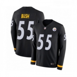 Mens Pittsburgh Steelers 55 Devin Bush Limited Black Therma Long Sleeve Football Jersey