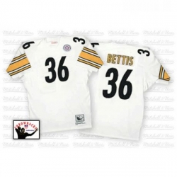 Mitchell And Ness Pittsburgh Steelers 36 Jerome Bettis White Authentic Throwback NFL Jersey