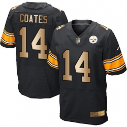 Nike Steelers #14 Sammie Coates Black Team Color Mens Stitched NFL Elite Gold Jersey