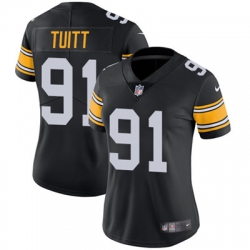 Nike Steelers #91 Stephon Tuitt Black Alternate Womens Stitched NFL Vapor Untouchable Limited Jersey