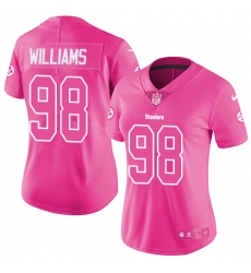 Nike Steelers #98 Vince Williams Pink Womens Stitched NFL Limited Rush Fashion Jersey