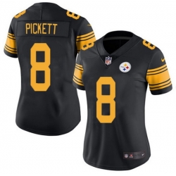 Women Pittsburgh Steelers 8 Kenny Pickett Black Color Rush Limited Stitched Jersey 28Run Small 2