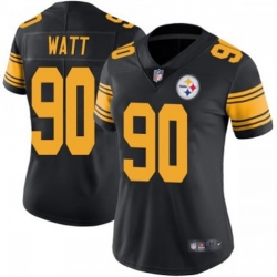 Women Pittsburgh Steelers 90 T J Watt Rush 2023 F U S E Vapor Untouchable Limited Stitched Jersey