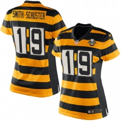 Womens Nike Pittsburgh Steelers 19 JuJu Smith Schuster Limited YellowBlack Alternate 80TH Anniversary Throwback NFL Jersey