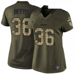 Womens Nike Pittsburgh Steelers 36 Jerome Bettis Elite Green Salute to Service NFL Jersey