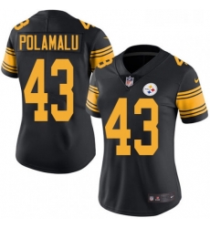 Womens Nike Pittsburgh Steelers 43 Troy Polamalu Elite Black Rush Vapor Untouchable NFL Jersey