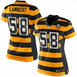 Womens Nike Pittsburgh Steelers 58 Jack Lambert Elite YellowBlack Alternate 80TH Anniversary Throwback NFL Jersey