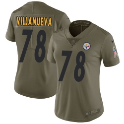 Womens Nike Steelers #78 Alejandro Villanueva Olive  Stitched NFL Limited 2017 Salute to Service Jersey