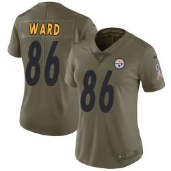 Womens Nike Steelers #86 Hines Ward Olive  Stitched NFL Limited 2017 Salute to Service Jersey