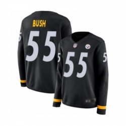 Womens Pittsburgh Steelers 55 Devin Bush Limited Black Therma Long Sleeve Football Jersey