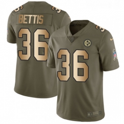 Youth Nike Pittsburgh Steelers 36 Jerome Bettis Limited OliveGold 2017 Salute to Service NFL Jersey