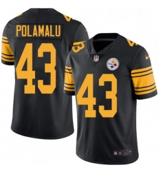 Youth Nike Pittsburgh Steelers 43 Troy Polamalu Elite Black Rush Vapor Untouchable NFL Jersey