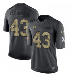 Youth Nike Pittsburgh Steelers 43 Troy Polamalu Limited Black 2016 Salute to Service NFL Jersey