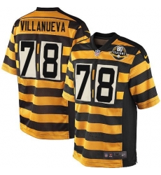 Youth Nike Pittsburgh Steelers #78 Alejandro Villanueva Limited Yellow Black Alternate 80TH Anniversary Throwback NFL Jersey