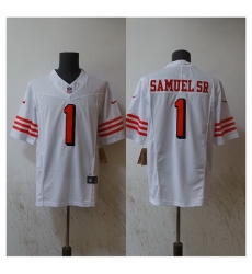 Men San Francisco 49ers 1 Deebo Samuel White 2023 F U S E Vapor Untouchable Limited Stitched Football Jersey