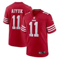 Men San Francisco 49ers 11 Brandon Aiyuk 2022 New Scarlet Stitched Game Jersey