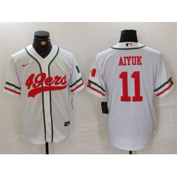 Men San Francisco 49ers 11 Brandon Aiyuk White With Patch Cool Base Stitched Baseball Jersey