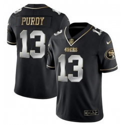 Men San Francisco 49ers 13 Brock Purdy Black Gold Stitched Jersey