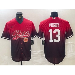 Men San Francisco 49ers 13 Brock Purdy RedBlack With Patch Cool Base Stitched Jerseys