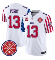 Men San Francisco 49ers 13 Brock Purdy White 2024 F U S E  American Vapor Limited Stitched Football Jersey