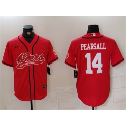 Men San Francisco 49ers 14 Ricky Pearsall Red With Patch Cool Base Stitched Baseball Jerseys