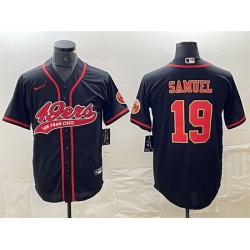 Men San Francisco 49ers 19 Deebo Samuel Black With Patch Cool Base Stitched Baseball Jersey