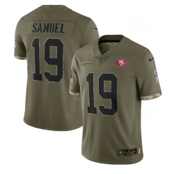 Men San Francisco 49ers 19 Deebo Samuel Olive 2022 Salute To Service Limited Stitched Jersey