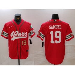 Men San Francisco 49ers 19 Deebo Samuel Red With Patch Cool Base Stitched Baseball Jersey 2