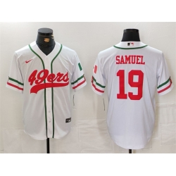 Men San Francisco 49ers 19 Deebo Samuel White With Patch Cool Base Stitched Baseball Jersey