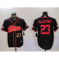 Men San Francisco 49ers 23 Christian McCaffrey Black With Patch Cool Base Stitched Baseball Jersey