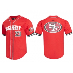 Men San Francisco 49ers 23 Christian McCaffrey Mesh Button Up Stitched Baseball Jersey